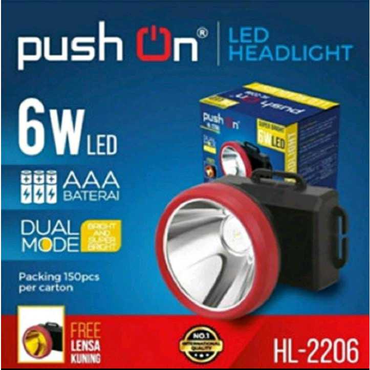 Senter Kepala Push On HL-2206 (Baterai AAA)