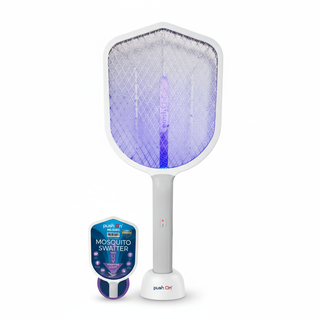 Raket Nyamuk Push On MS-5202 + Lampu UV + Stand