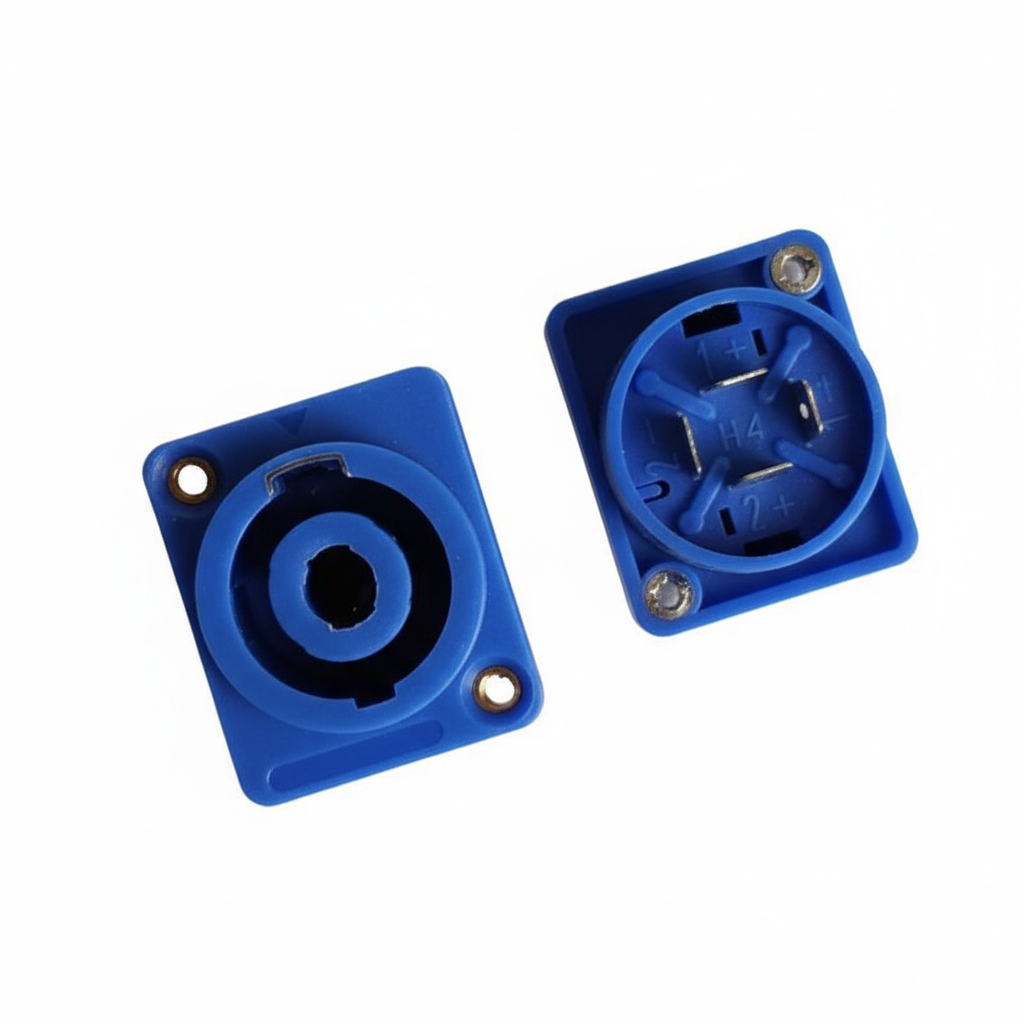 Soket Speakon Body Biru Tanpa Drat