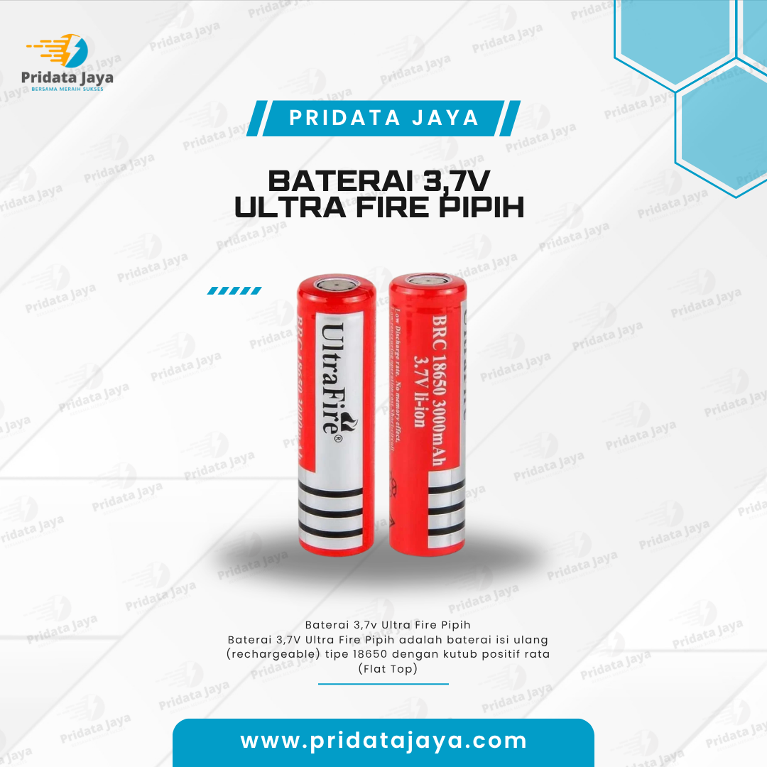 Baterai 3,7v Ultra Fire Pipih