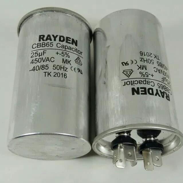 Kapasitor AC Rayden 3 Pin 25mf + 2mf 450v Aluminium