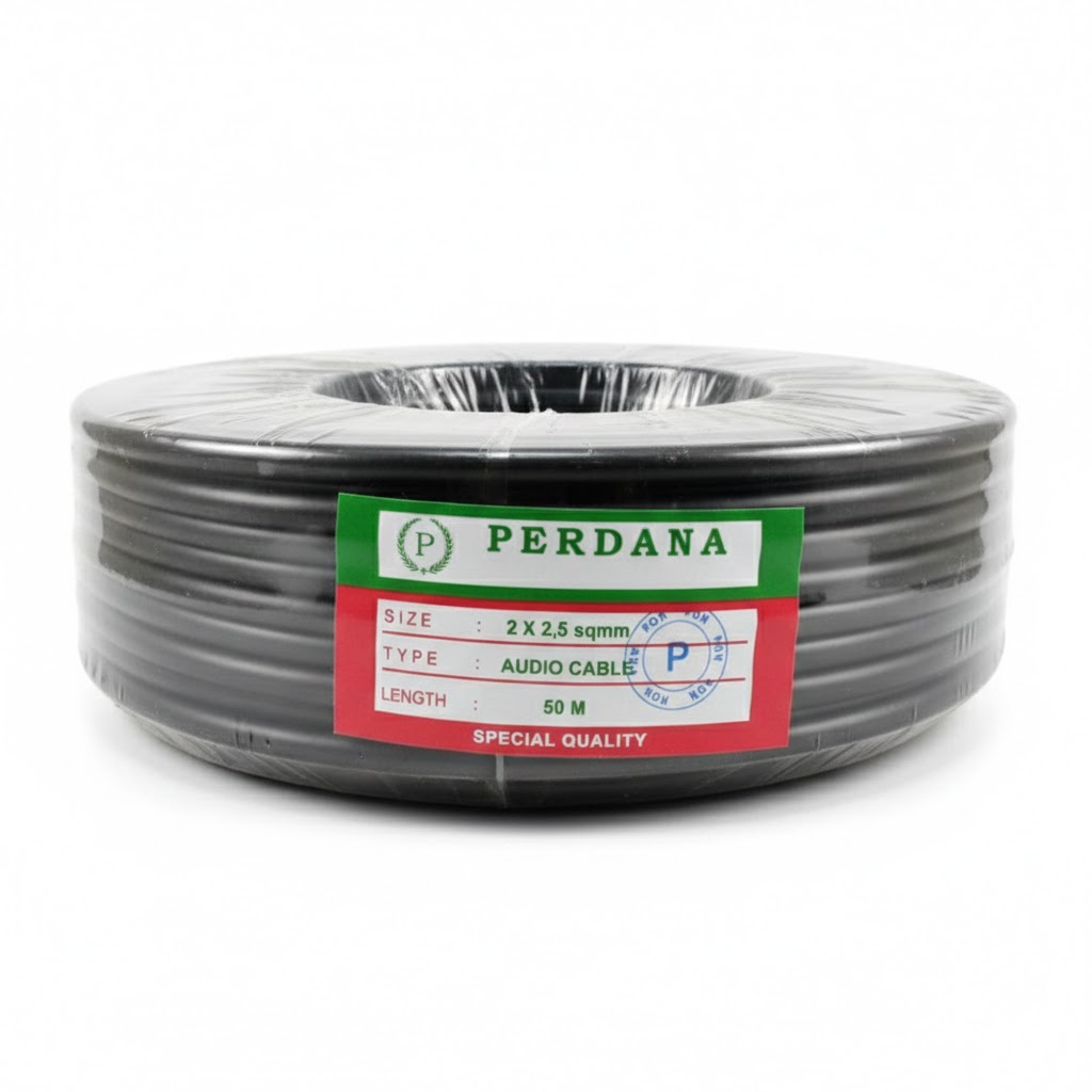 Kabel Perdana Audio Hitam 2x 2,5 Ecer/m