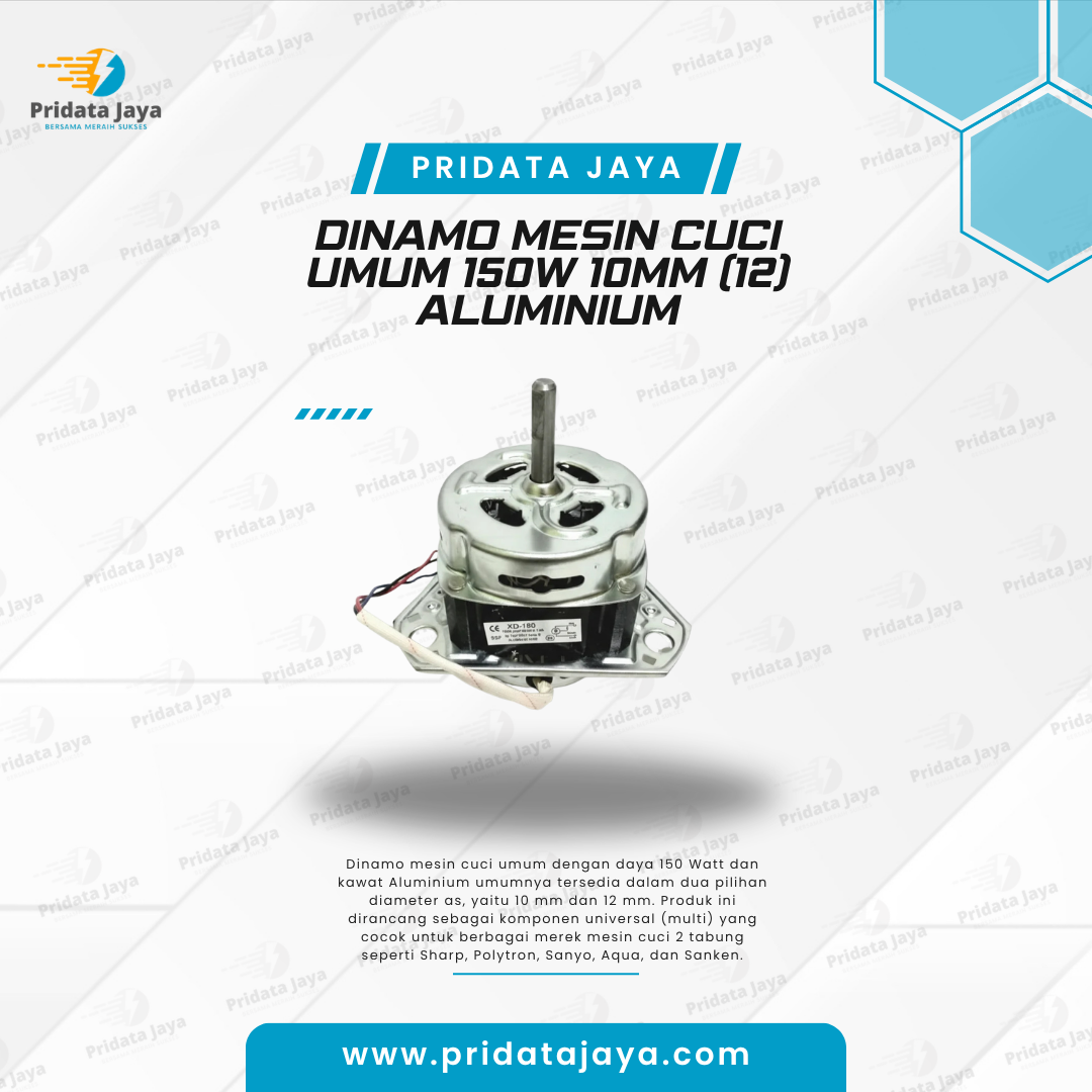 Dinamo Mesin Cuci Umum 150w 10mm (12) Aluminium