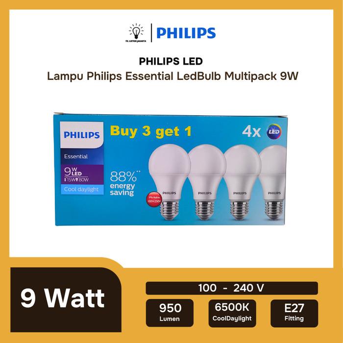 Led Philips Ess 9w Putih Multipack (3+1)