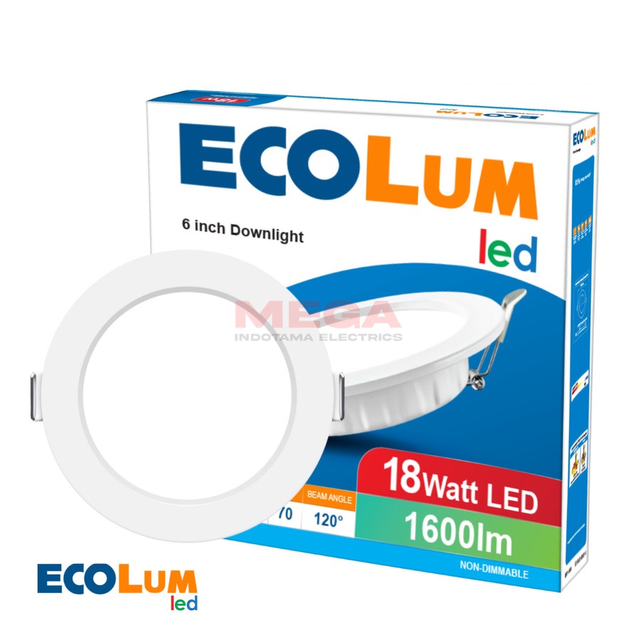 Downlight Ecolum 6' 18w Putih