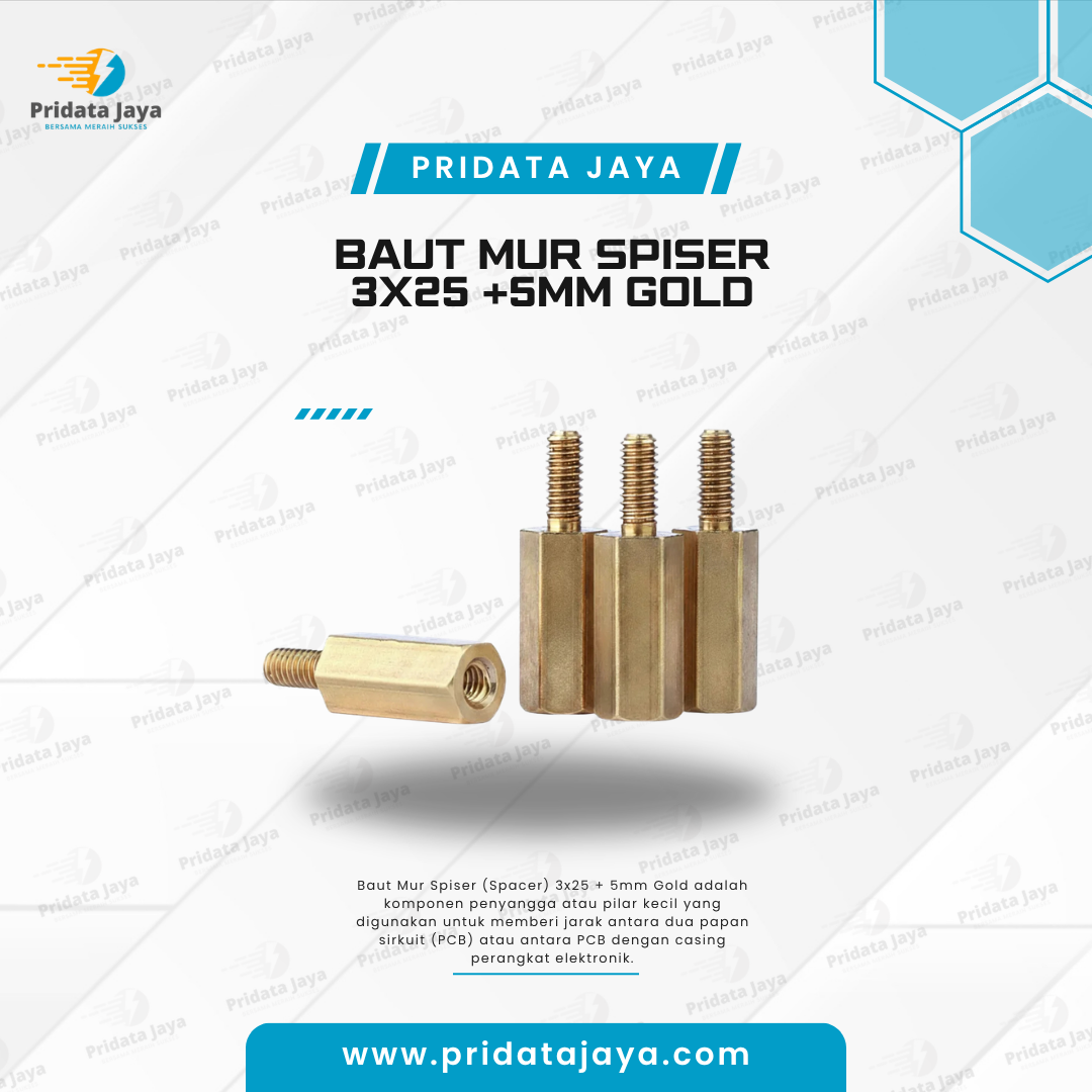 Baut Mur Spiser 3x25 +5mm Gold