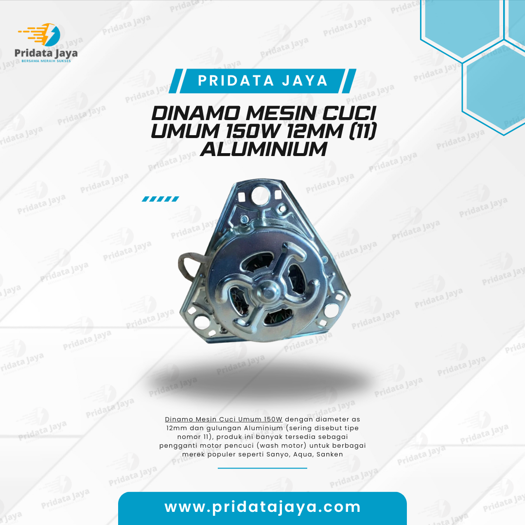 Dinamo Mesin Cuci Umum 150w 12mm (11) Aluminium