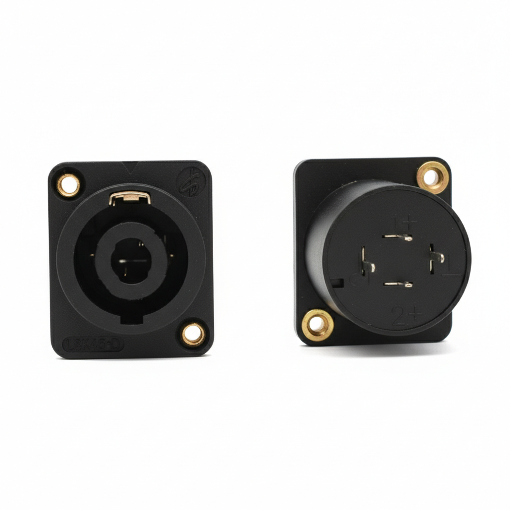Soket Speakon Body Hitam + Drat Gold