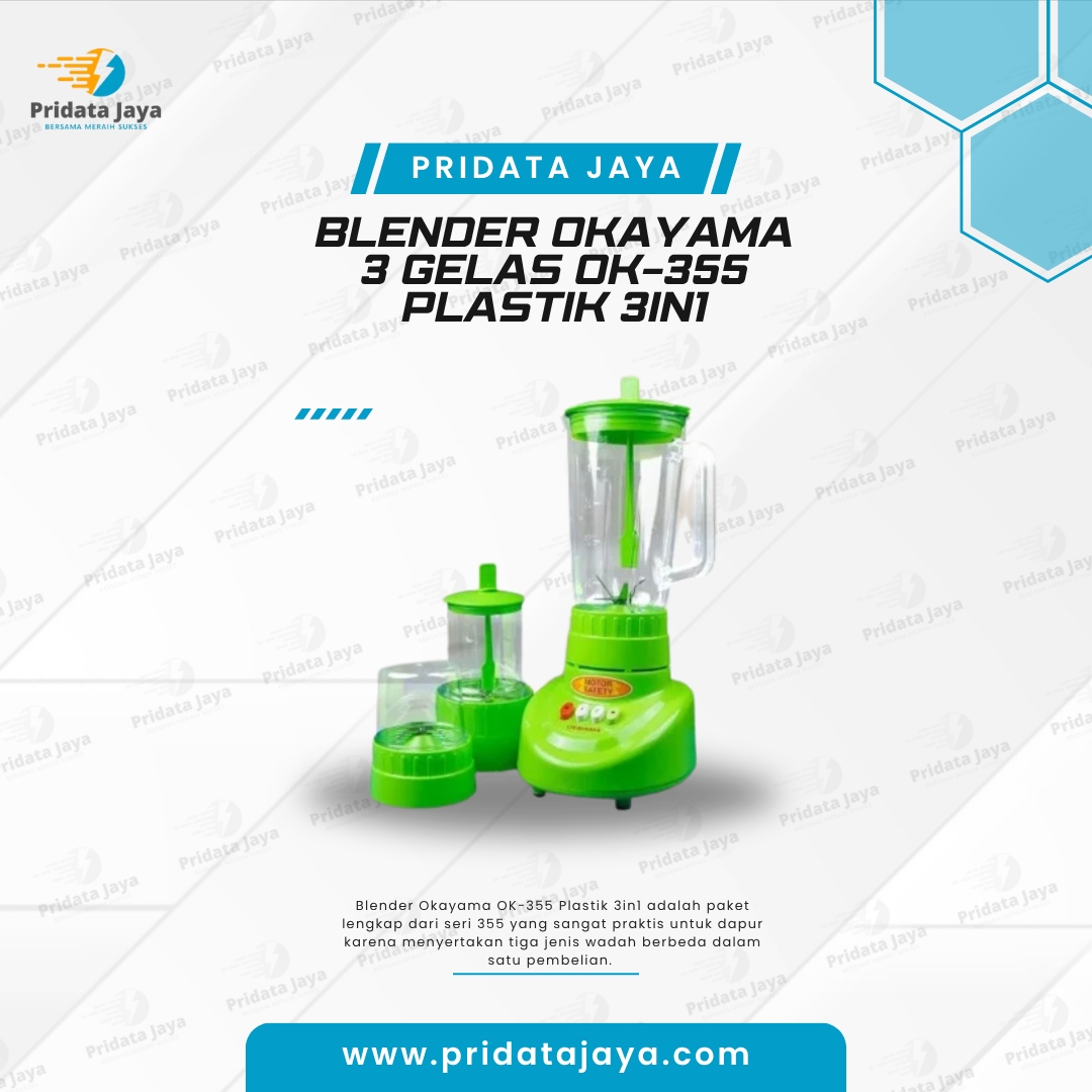 Blender Okayama 3 Gelas OK-355 Plastik 3in1