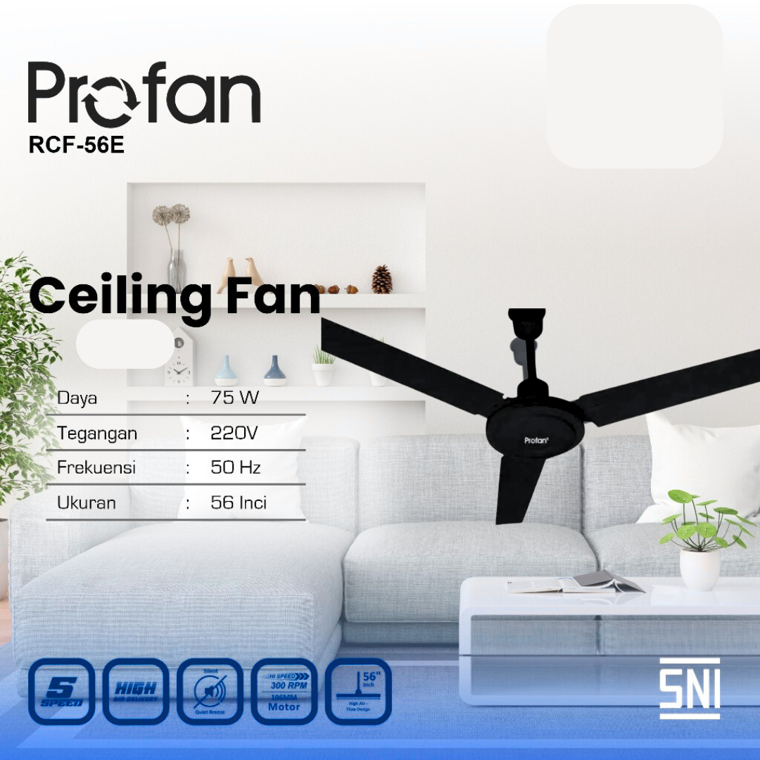 Kipas Ceiling Fan Profan Hitam 56'