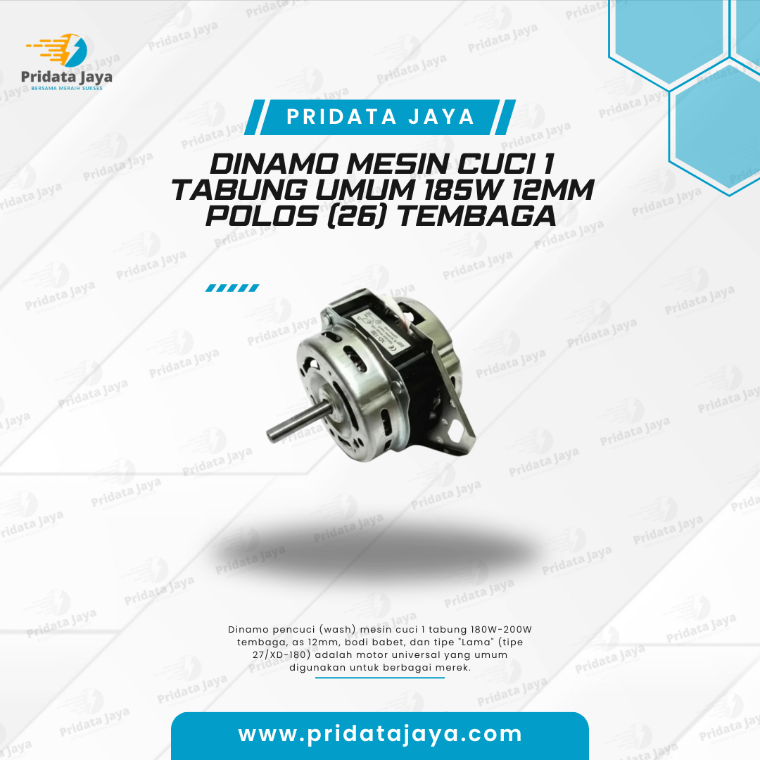 Dinamo Mesin Cuci 1 Tabung Umum 185w 12mm Polos (26) Tembaga