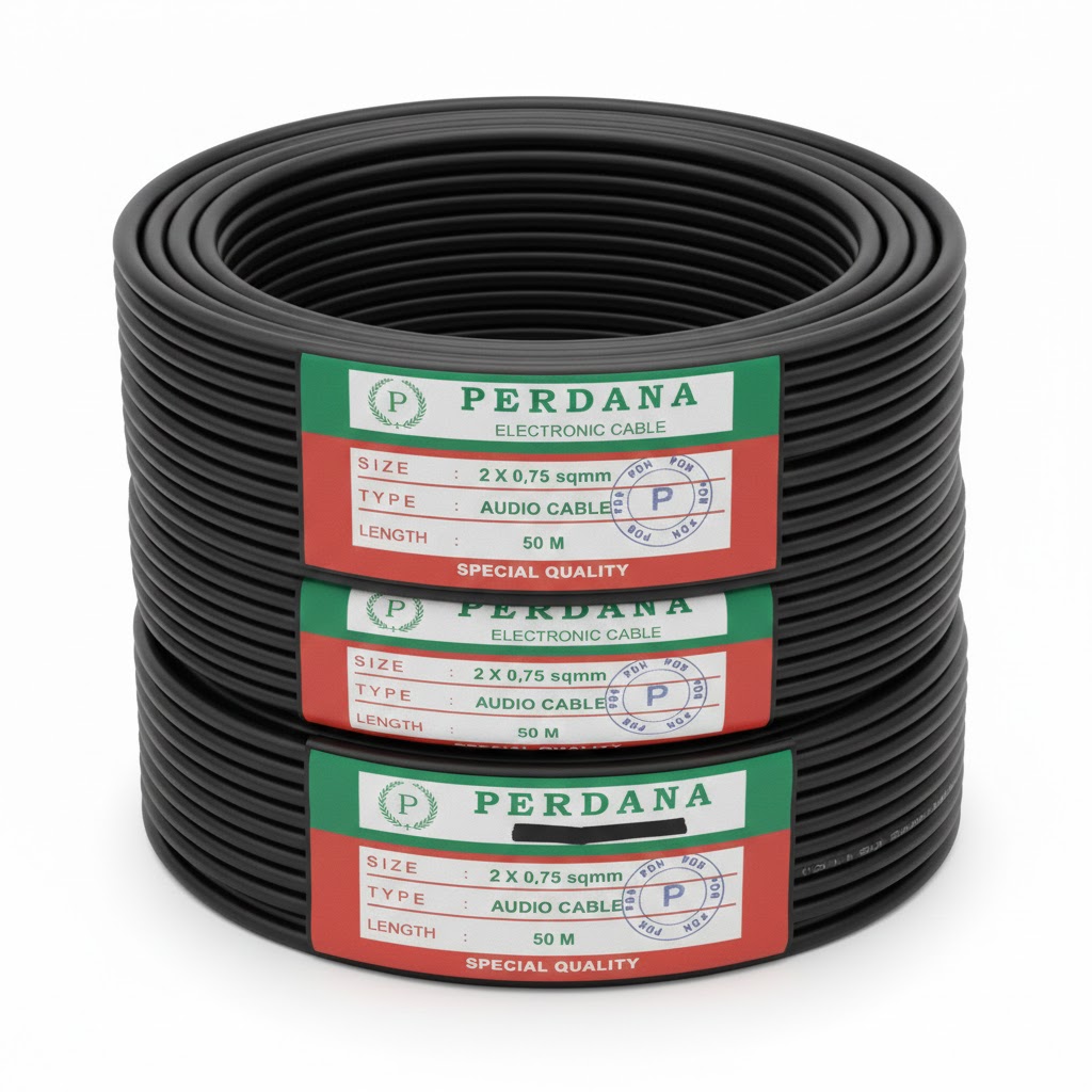 Kabel Perdana Audio Hitam 2x 0,75 100m