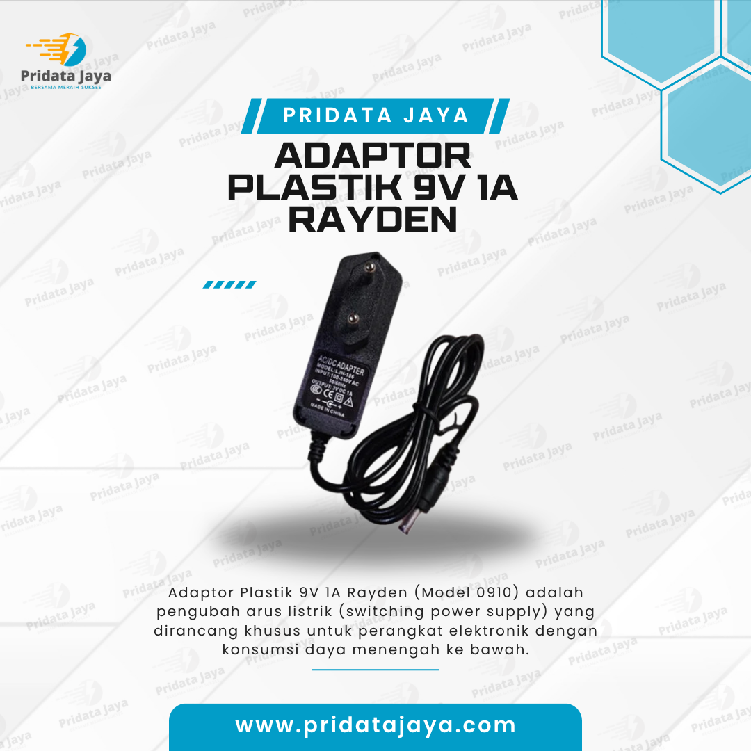 Adaptor Plastik 9V 1A Rayden