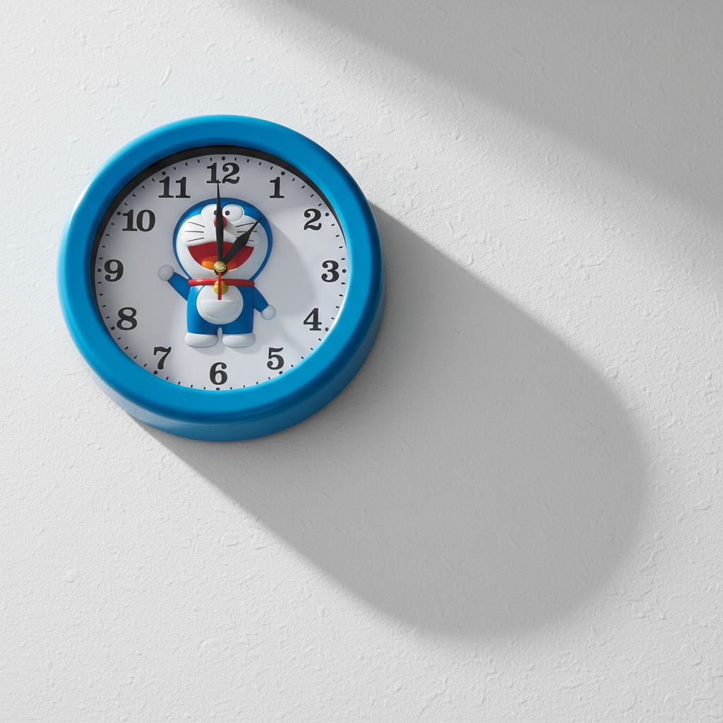 Jam Dinding Dus Coklat Kartun Biru