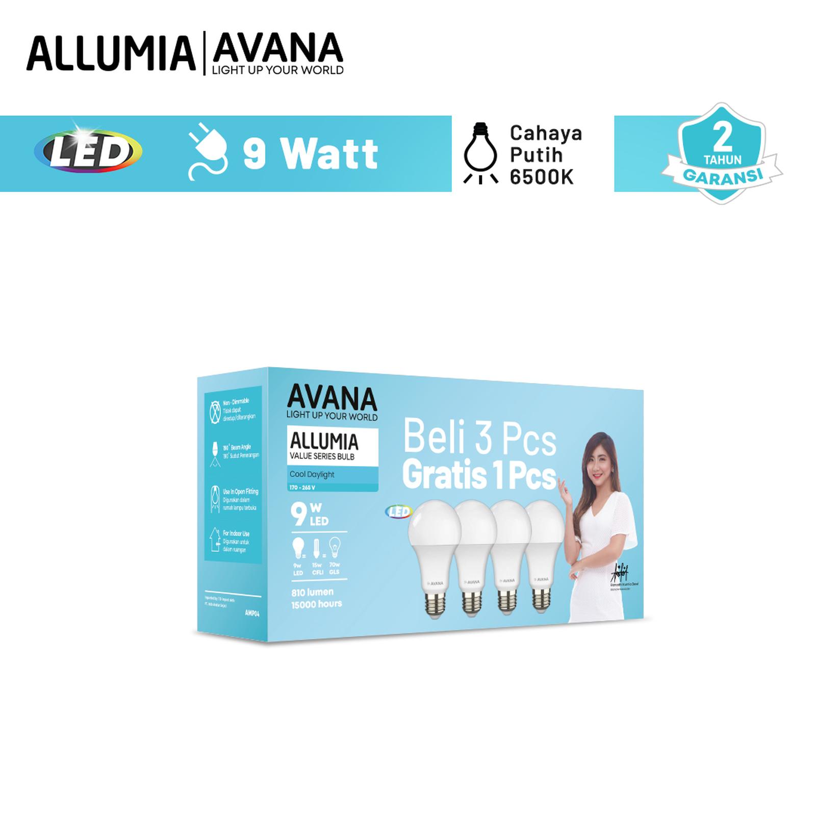 Led Avana Multipack Value Bulb (3+1) 9w 6500K