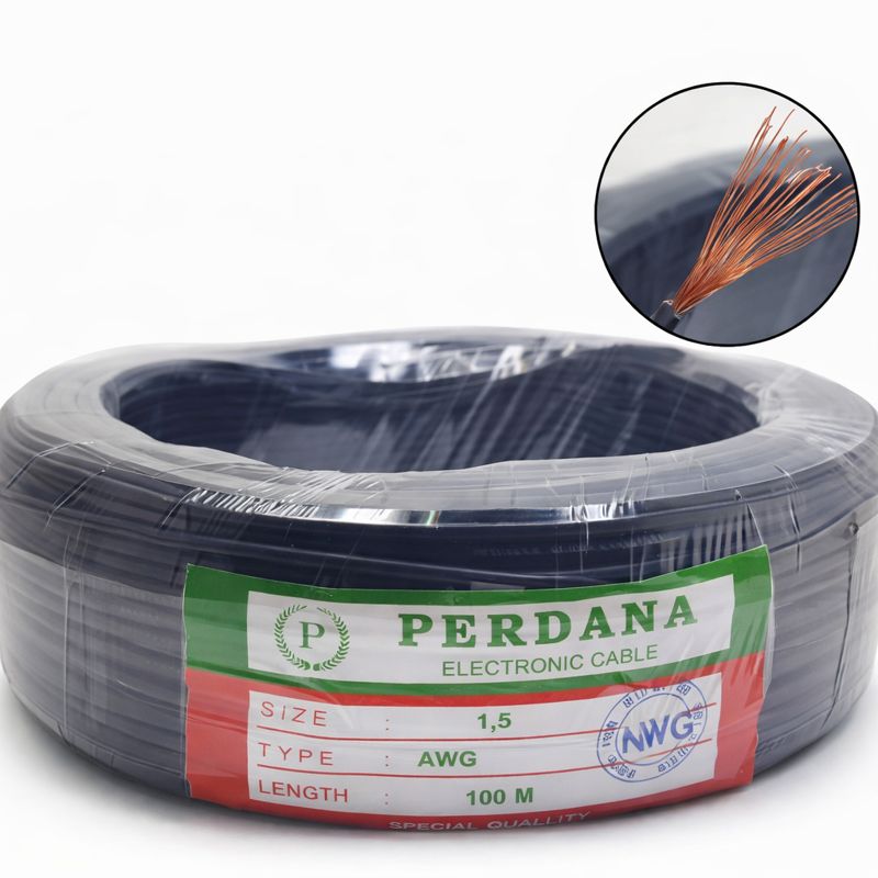 Kabel Perdana AWG 1,5 Hitam Ecer/m