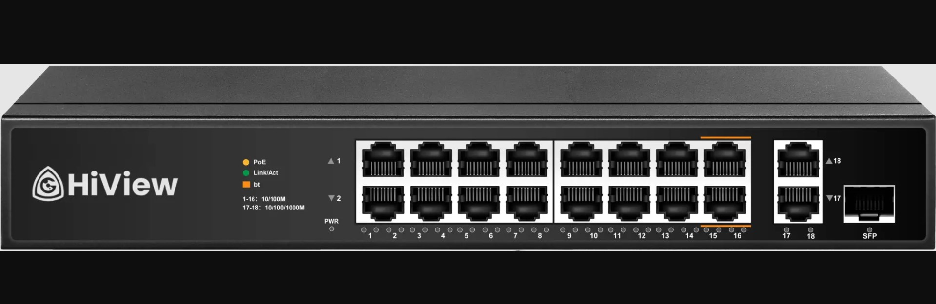 Switch Hub Hiview AI POE 16 Port + 2 Uplink + 1 SFP HIK 8016M