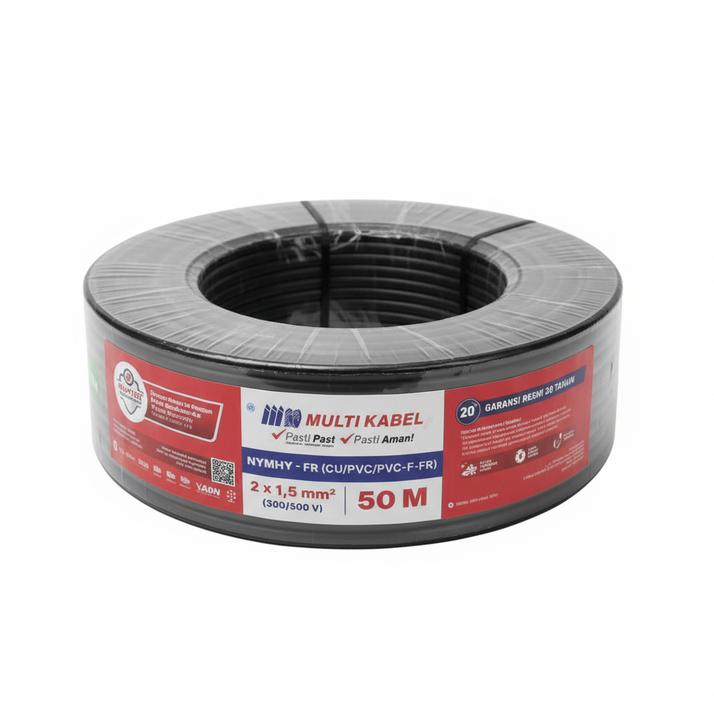 Kabel Multi NYMHY Hitam 2x 1,5 50m