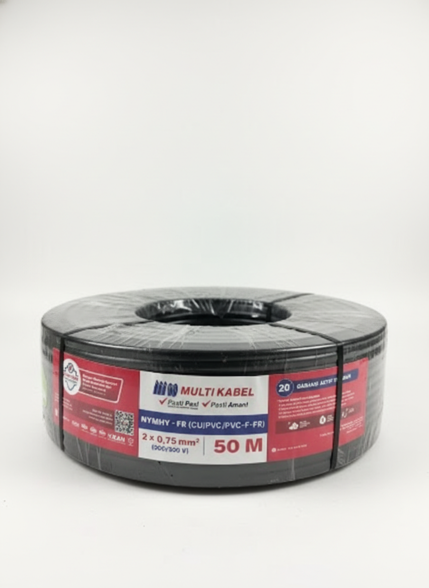 Kabel Multi NYMHY Hitam 2x 0,75 50m