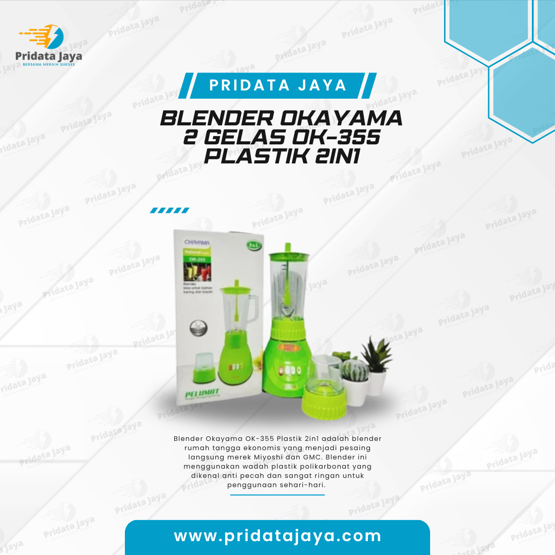 Blender Okayama 2 Gelas OK-355 Plastik 2in1