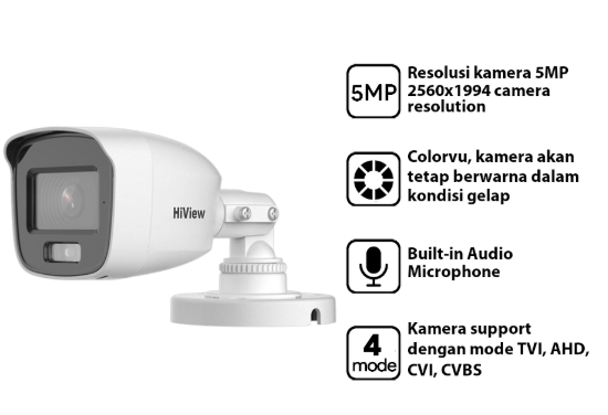 Kamera Hiview Seri-H TH-16K0T-LPFS 5MP Outdoor Full Color + Mic