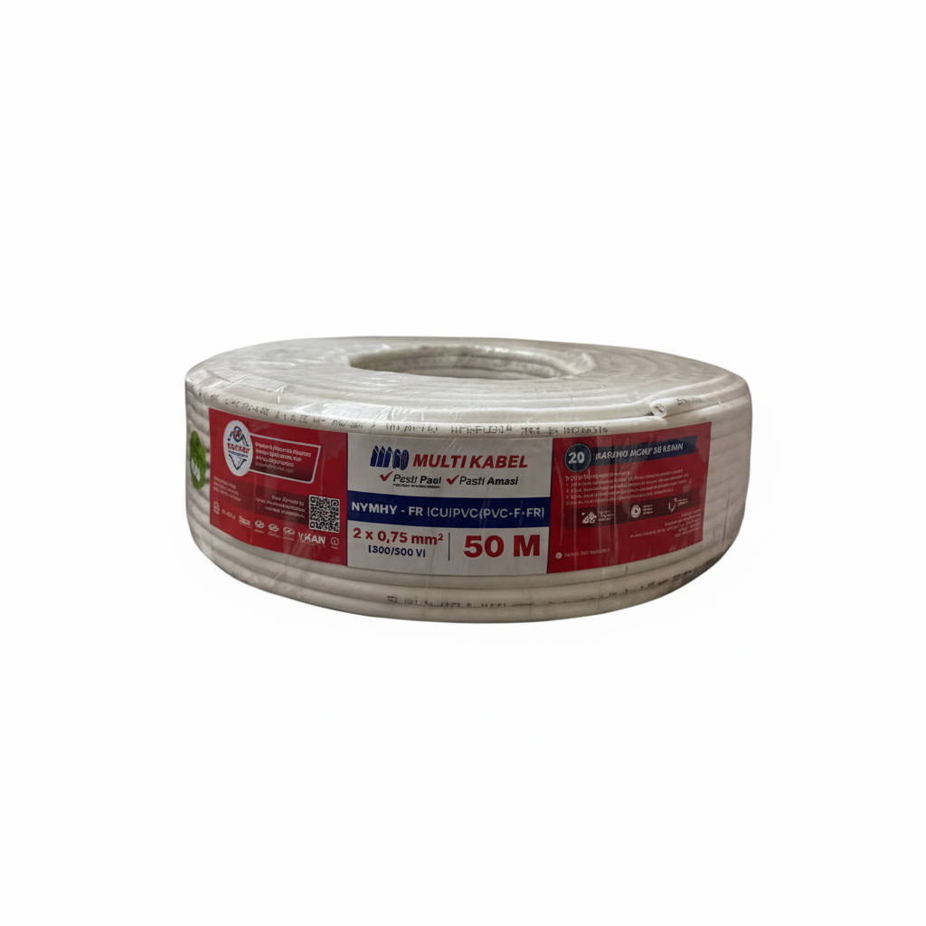 Kabel Multi NYMHY Putih 2x 0,75 50m