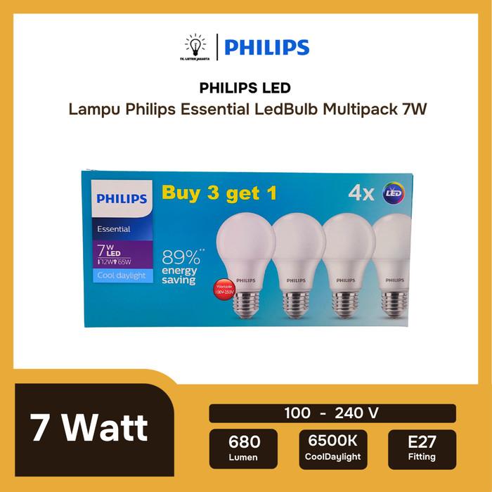Led Philips Ess 7w Putih Multipack (3+1)