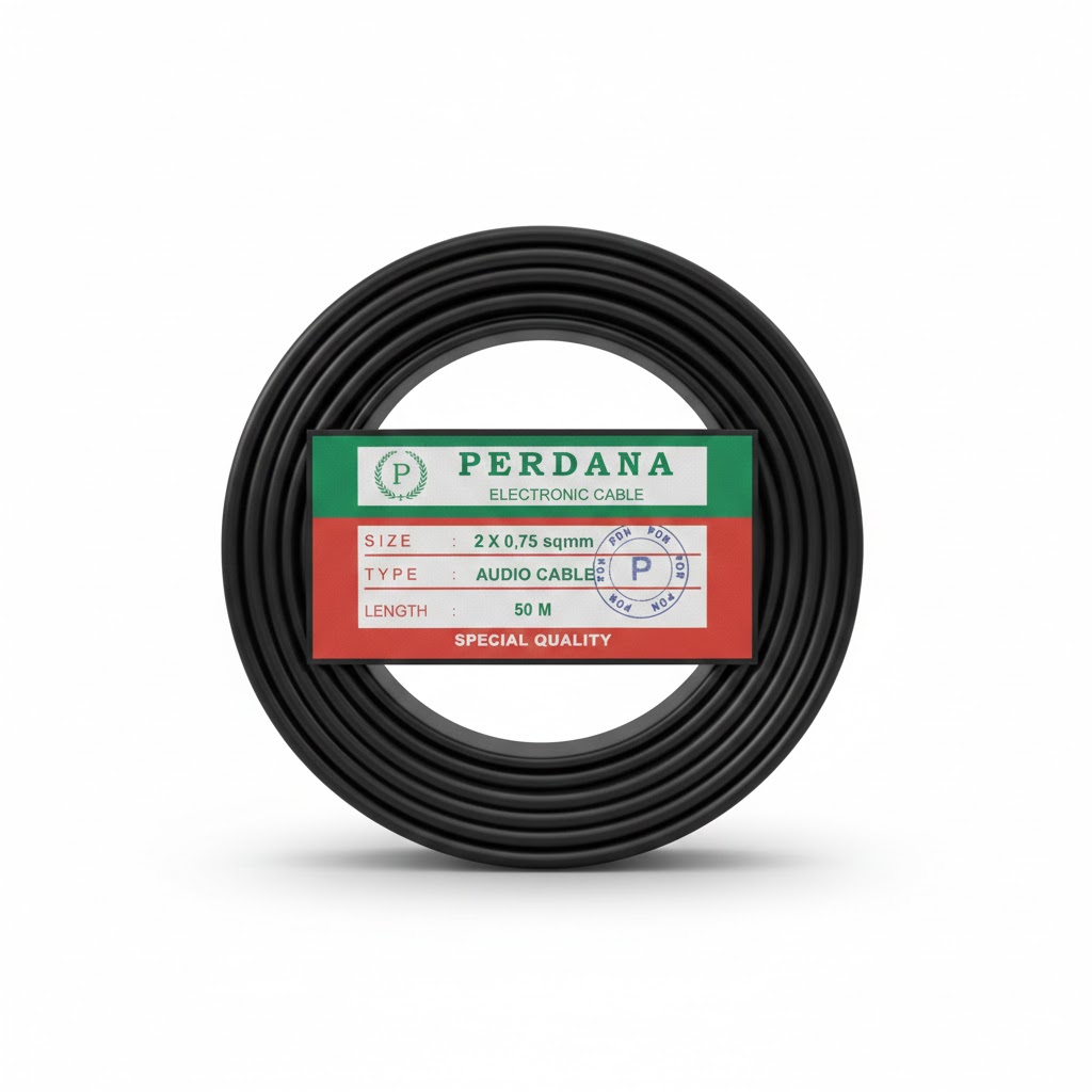Kabel Perdana Audio Hitam 2x 0,75 50m