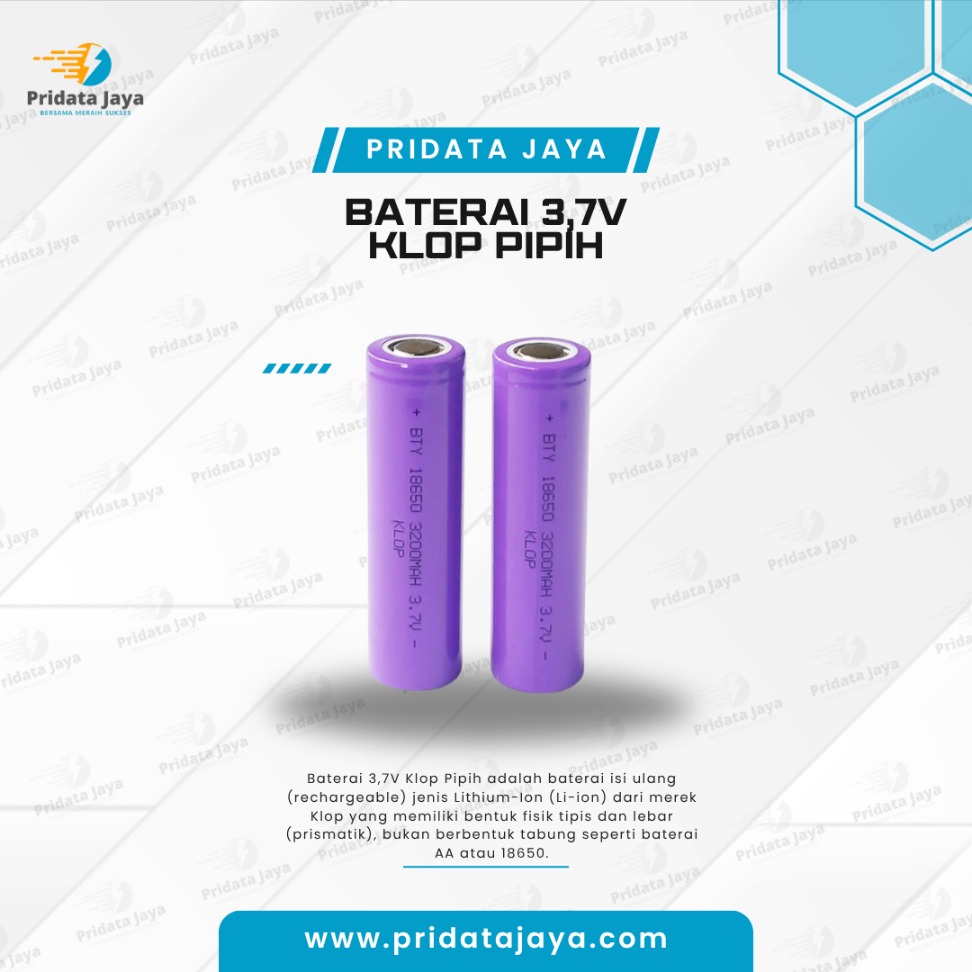 Baterai 3,7v Klop Pipih