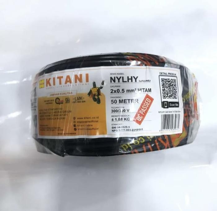Kabel Kitani NYLHY 2x 0,5 Hitam 50m