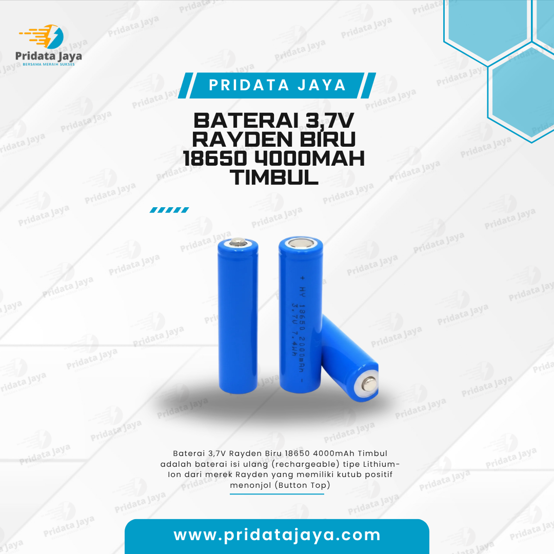 Baterai 3,7v Rayden Biru 18650 4000mAh Timbul