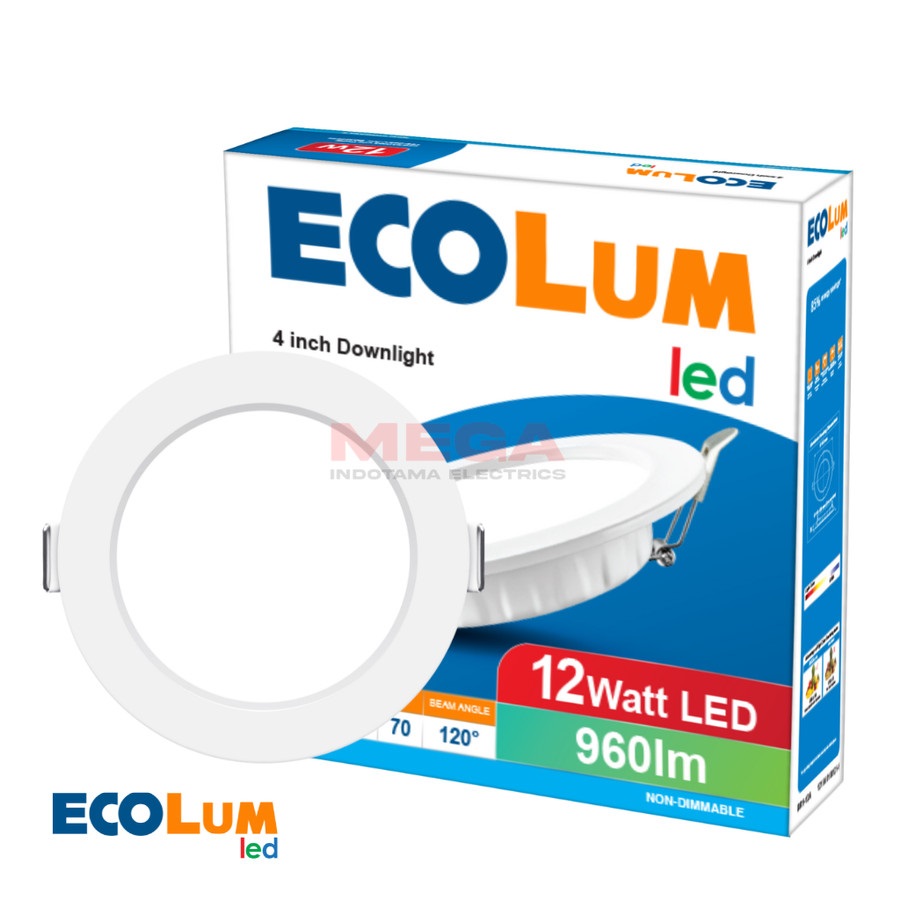 Downlight Ecolum 4' 12w Putih