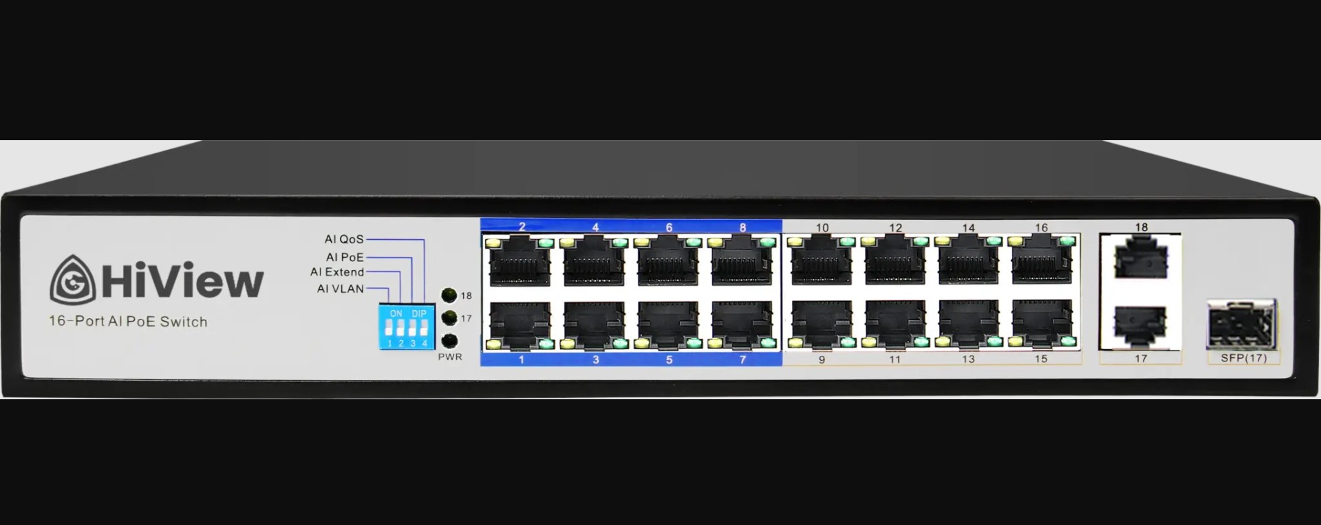 Switch Hub Hiview AI POE 16 Port + 2 Uplink + 1 SFP HIK 6016