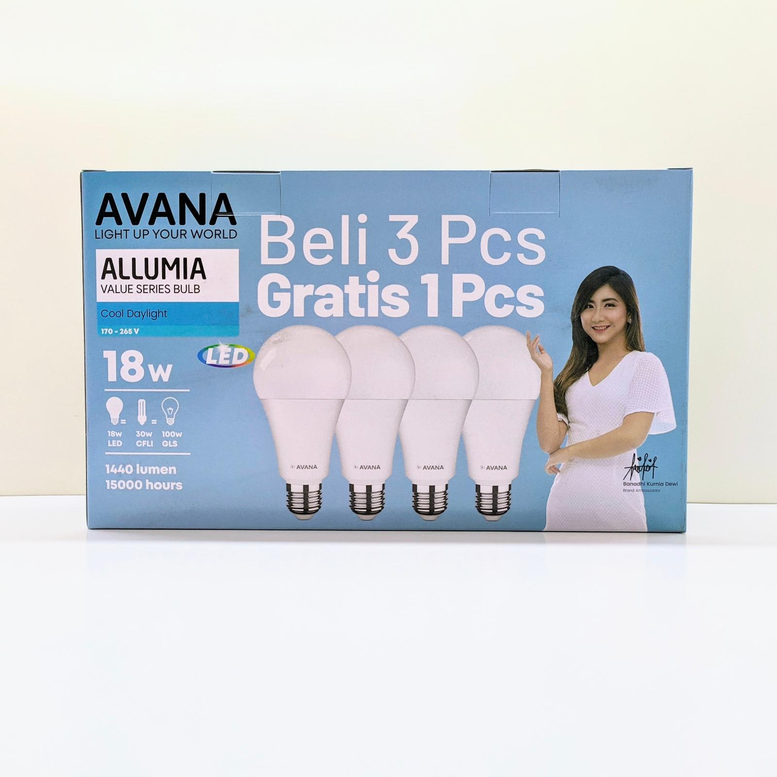 Led Avana Multipack Value Bulb (3+1) 18w 6500K