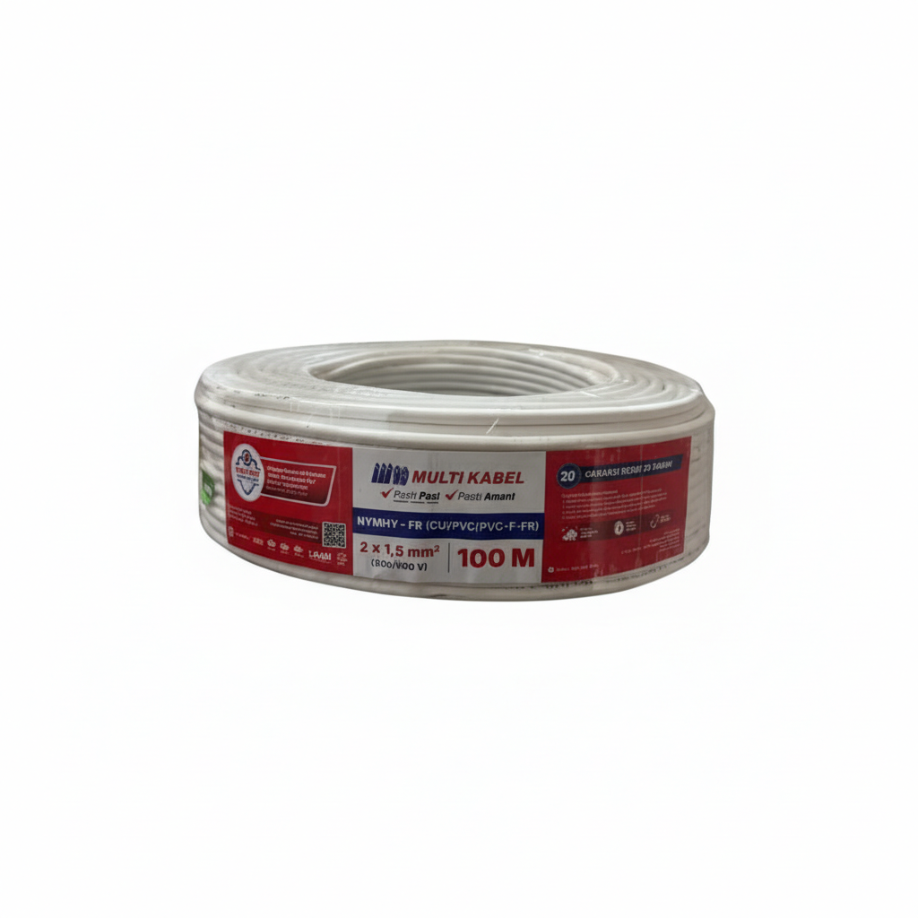 Kabel Multi NYMHY Putih 2x 1,5 100m